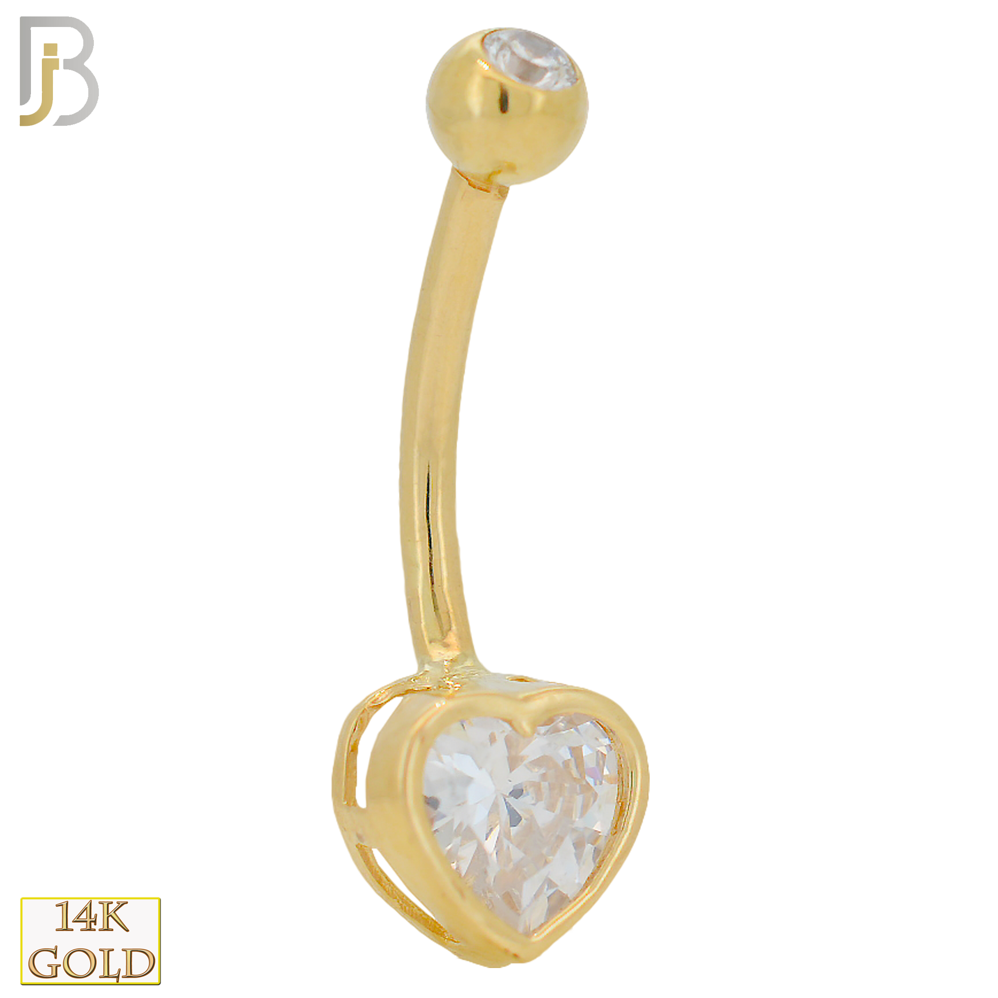14-NB29 -  14k Gold Heart Shaped CZ in Bezel Setting Belly Ring image 0