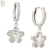 ES499 - 316L Stainless Steel Dangling Five Leaf Clover Virgin Mary Huggies Earrings image 1