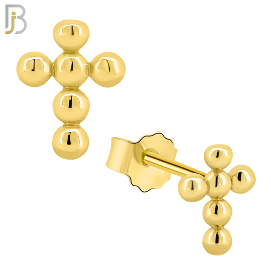 925-ES232 – .925 Sterling Silver Beaded Cross Earring Stud image 2