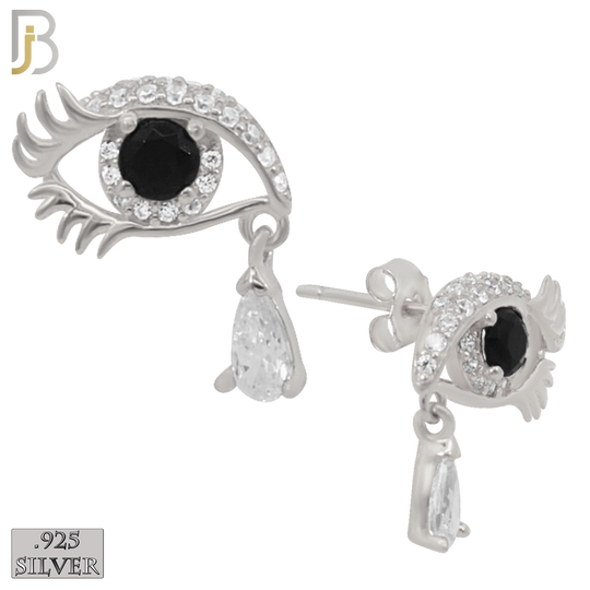 925-ES245 – .925 Sterling Silver Eyes with Tear Drop Design Earring Stud with Zircon image 1