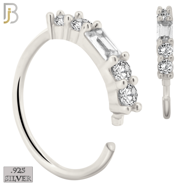 925-CT74 - 925 Sterling Silver Baguette Shaped Cubic Zircon and Round Side Stones (Pack of 6) image 0