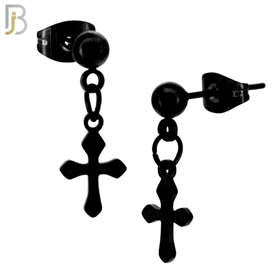 ES119 - 316L Stainless Steel Dangling 15x8mm Cross Design Earrings Stud image 5