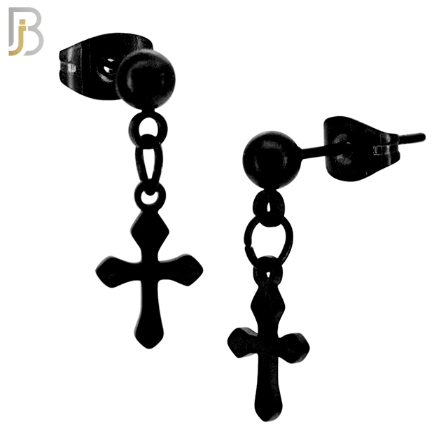 ES119 - 316L Stainless Steel Dangling 15x8mm Cross Design Earrings Stud image 5