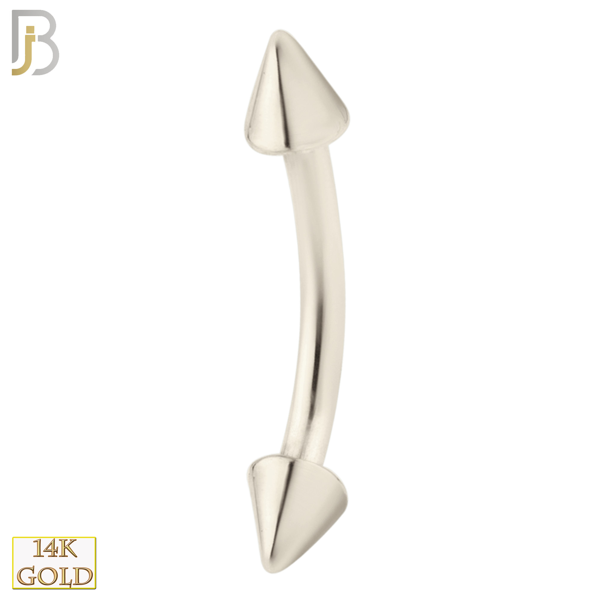 14-EC02 - 14k Solid Gold Eyebrow Plain  Spike Design External Threaded Screw image 1