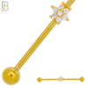 BB26 - 316L Surgical Steel Screw Bar with Brass Flower Design Barbell Industrial (PACK OF 6) image 1