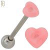 PK-BB49 - 316L Surgical Steel Barbell with Acrylic Marble Heart Screw External Threaded Pack of 120 image 3