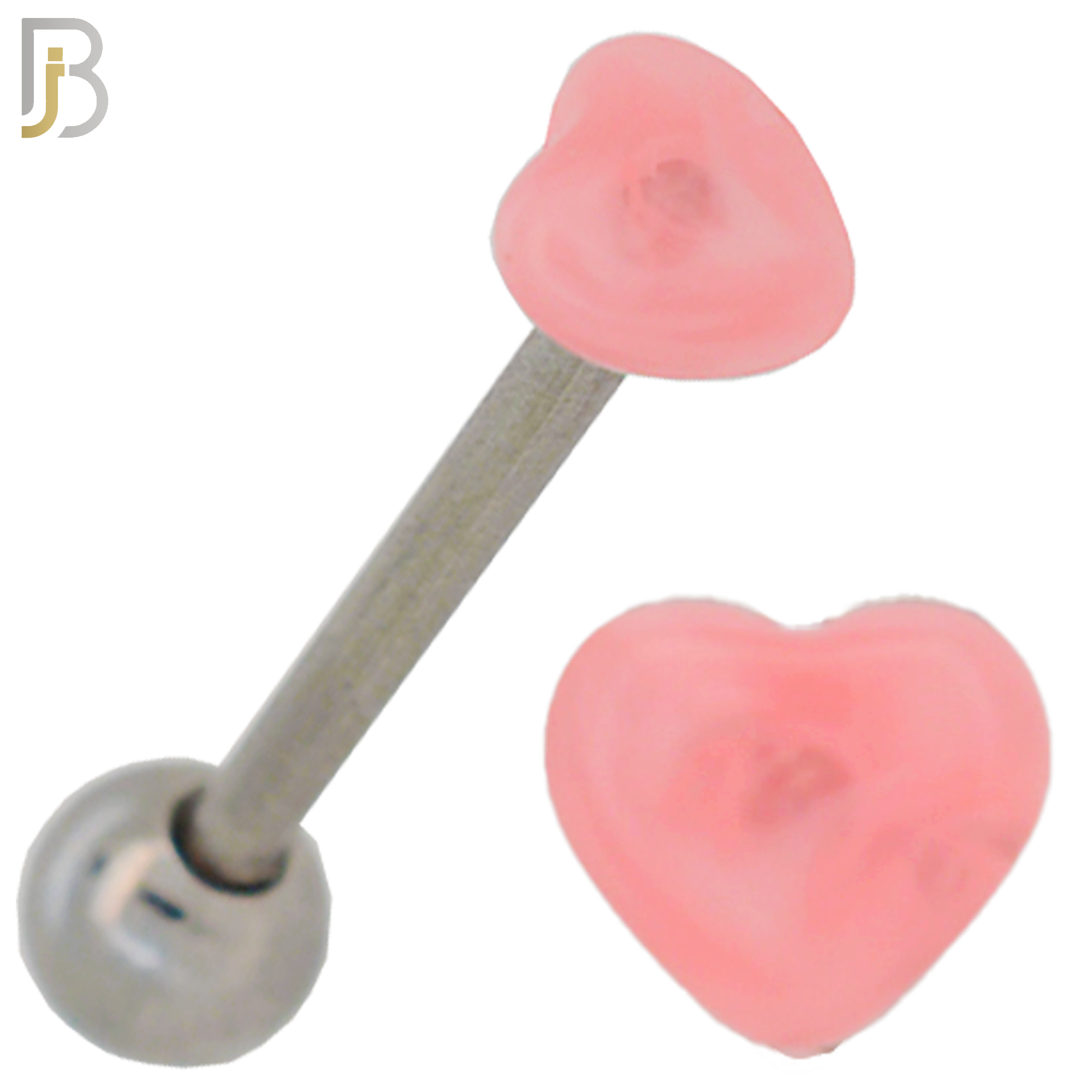 PK-BB49 - 316L Surgical Steel Barbell with Acrylic Marble Heart Screw External Threaded Pack of 120 image 3