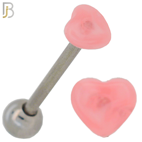 PK-BB49 - 316L Surgical Steel Barbell with Acrylic Marble Heart Screw External Threaded Pack of 120 image 3