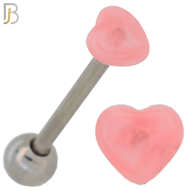 PK-BB49 - 316L Surgical Steel Barbell with Acrylic Marble Heart Screw External Threaded Pack of 120 image 3
