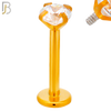 LB14RC16 - 16g 316L Surgical Steel Rose Gold Plated Bar Prong Setting  Zircon Internally Threaded Labret (PACK OF 6) image 3