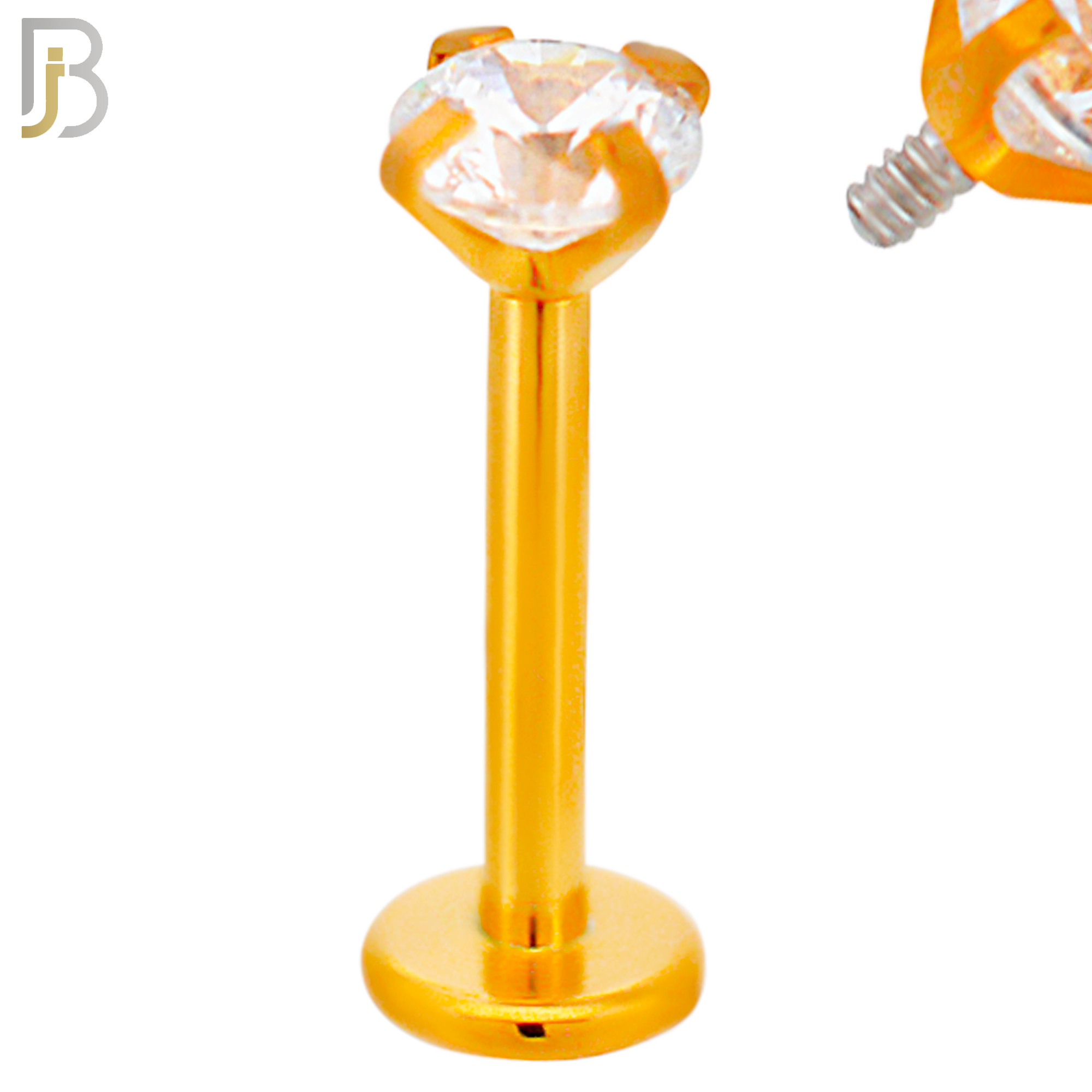 LB14RC16 - 16g 316L Surgical Steel Rose Gold Plated Bar Prong Setting  Zircon Internally Threaded Labret (PACK OF 6) image 3