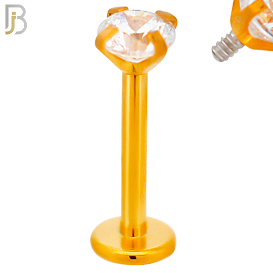 LB14RC16 - 16g 316L Surgical Steel Rose Gold Plated Bar Prong Setting  Zircon Internally Threaded Labret (PACK OF 6) image 3