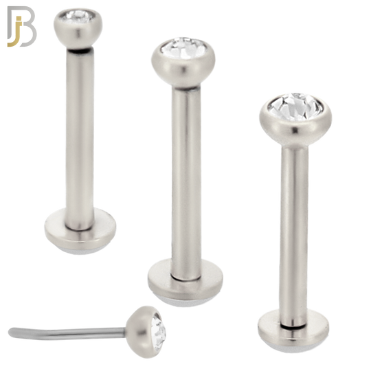LB16S16 - 16g Thickness 316L Surgical Steel Press Fit Bezel Setting Push In  Zircon (PACK OF 6) image 0