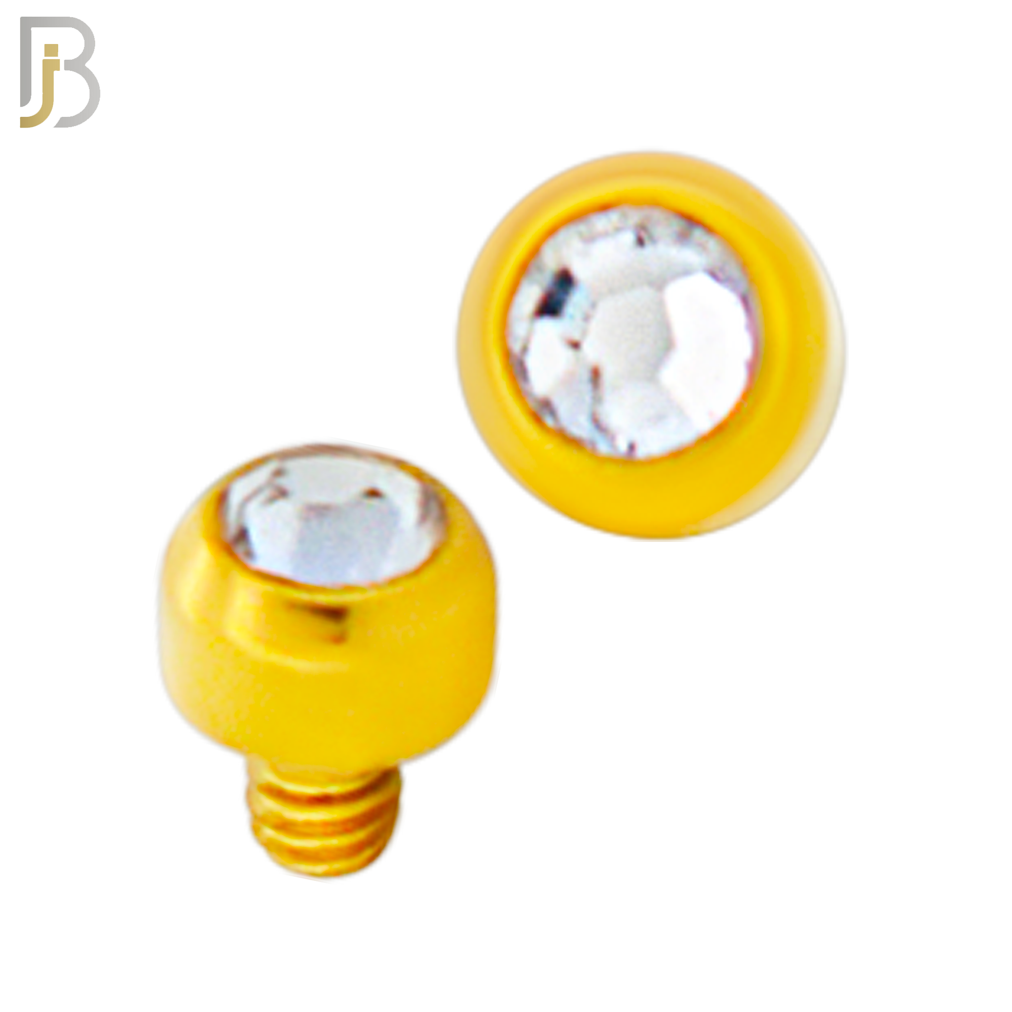 DM01GC -  Gold Plated Surgical Steel Dermal Bezel Clear Cubic Zirconia 1.2mm Screw Top (PACK OF 6) image 2