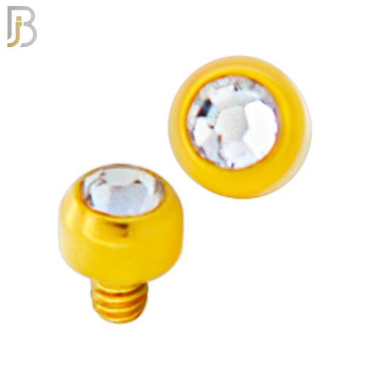DM01GC -  Gold Plated Surgical Steel Dermal Bezel Clear Cubic Zirconia 1.2mm Screw Top (PACK OF 6) image 2