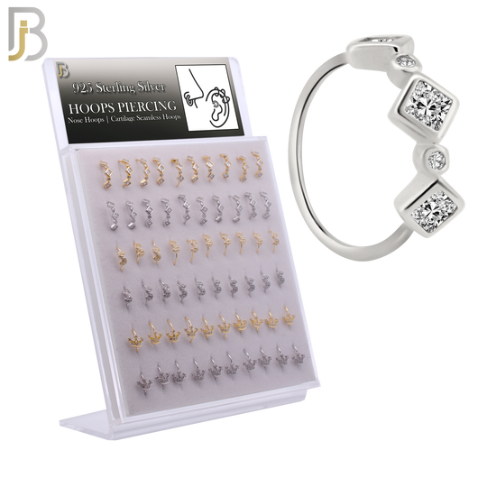 925-PK-CT9MX5-SG60 - 925 Sterling Silver Three Different Designs Nose Hoop - Pack of 60 image 0