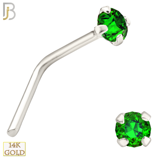 14-NR10CWE - 20g 14k White Gold L-Shaped with Enamel Colored CZ - 1.5mm image