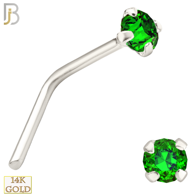 14-NR10CWE - 20g 14k White Gold L-Shaped with Enamel Colored CZ - 1.5mm image