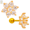 TB87 - 316L Stainless Steel Flower with CZ Tragus/Cartilage Barbell (PACK OF 6) image 2