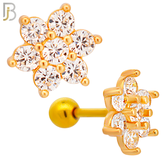TB87 - 316L Stainless Steel Flower with CZ Tragus/Cartilage Barbell (PACK OF 6) image 2