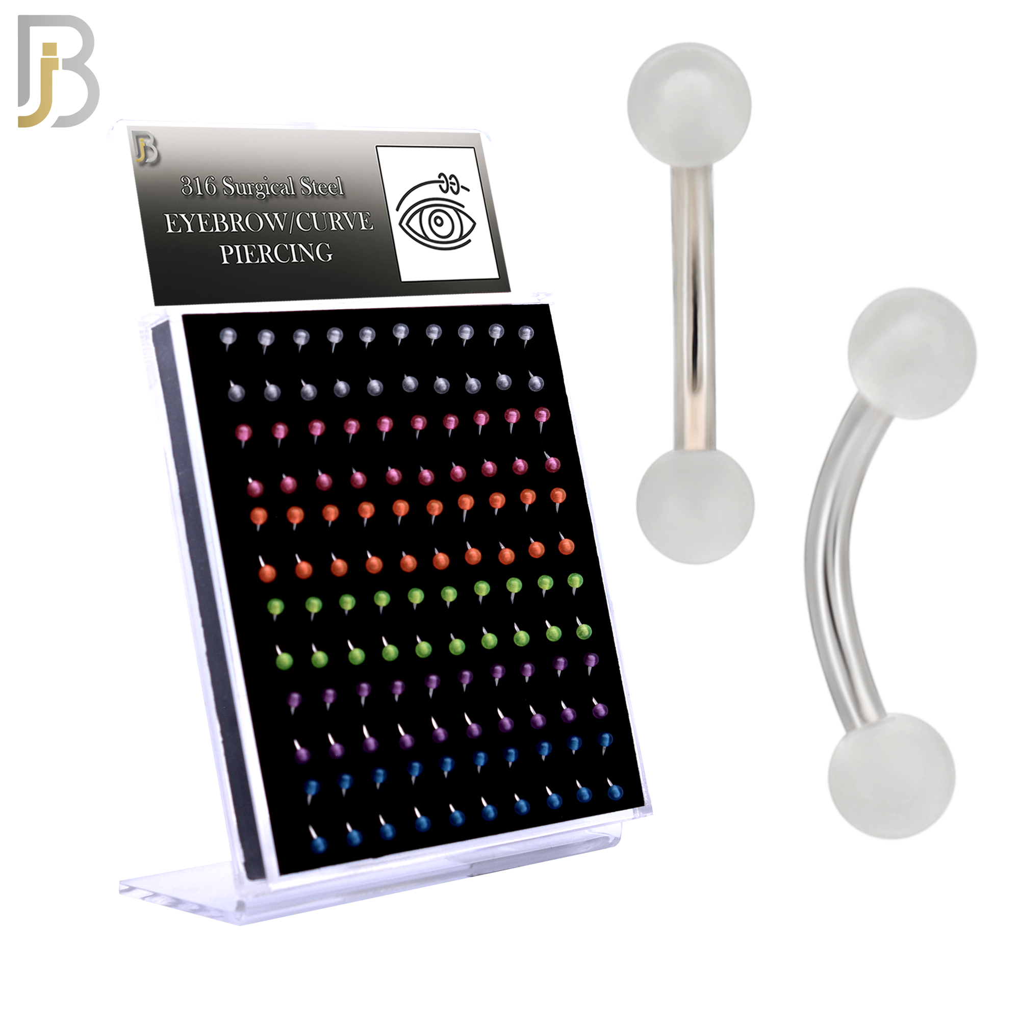 PK-EC08G - 316L Surgical Steel Curved Barbell External Threaded Glow in the Dark Acrylic Ball image 0