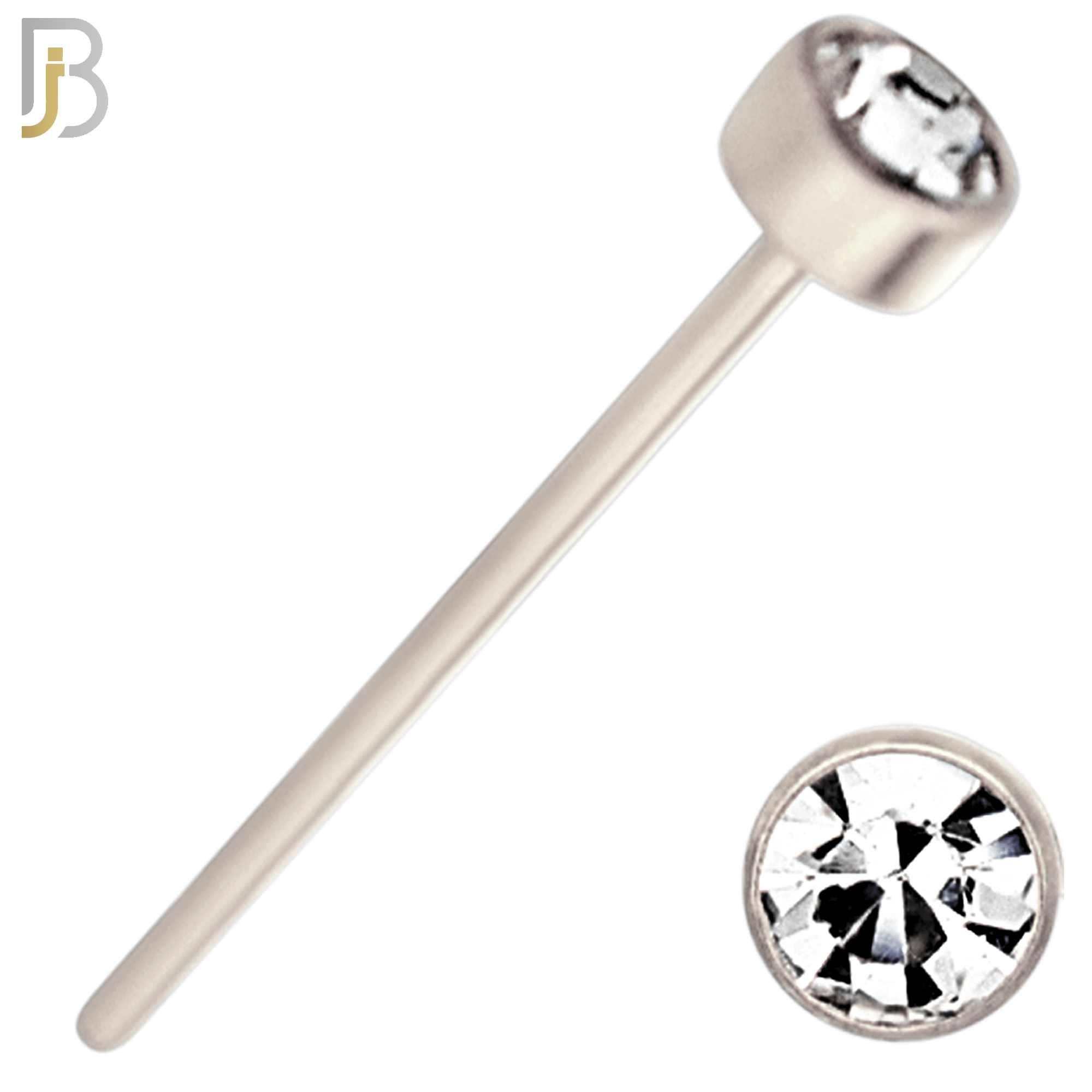 NR05S - 316L Surgical Steel  Nose Stud  Bezel Set Zircon Round Nose Ring image 5