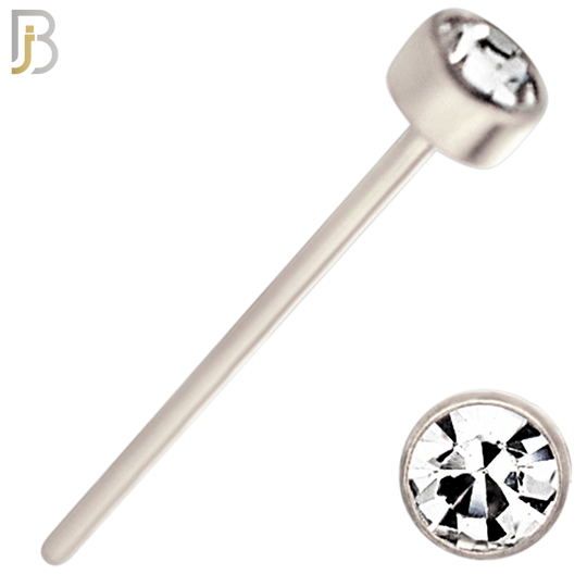 NR05S - 316L Surgical Steel  Nose Stud  Bezel Set Zircon Round Nose Ring image 5