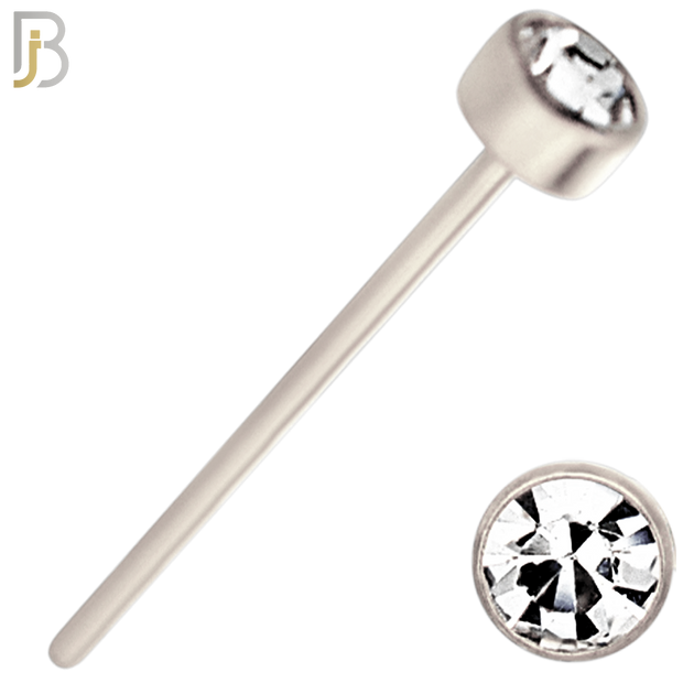 NR05S - 316L Surgical Steel  Nose Stud  Bezel Set Zircon Round Nose Ring image 5