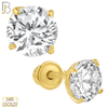 14-ES04RYC - 14k Yellow Gold Screw Back Stud Earrings Casting Prong Setting with Round Clear  Zircon image 1