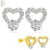 925-ES206 - Screw Ball Back - .925 Sterling Silver Heart Design Earring Stud with Clear Zircon image 0