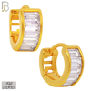 925-ES179 - .925 Sterling Silver Curve Design Huggies Earring with Baguette Zircon image 2