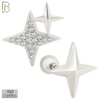 925-ES370 - Screw Ball Back - .925 Sterling Silver Four Point Star Mismatched Stud Earrings image 1
