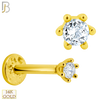 14-LB54 - 14k Yellow Gold 16g Labret with Round Zircon in Six Prong Setting image 0