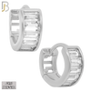 925-ES179 - .925 Sterling Silver Curve Design Huggies Earring with Baguette Zircon image 1