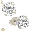 14-ES08RWC - 14k White Gold Push Back Stud Earrings Stamping Point Prong Setting with Round Clear Zircon image 1