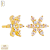 14-LB126 - 14k Yellow Gold Flower with Multi Cubic Zirconia Labret image 1