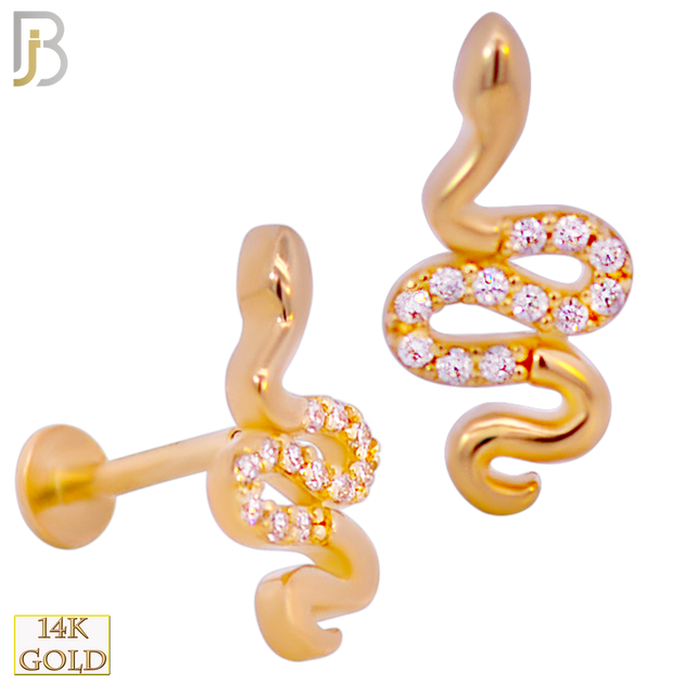 14-LB82 - 14k Yellow Gold Snake with CZ Labret image 0