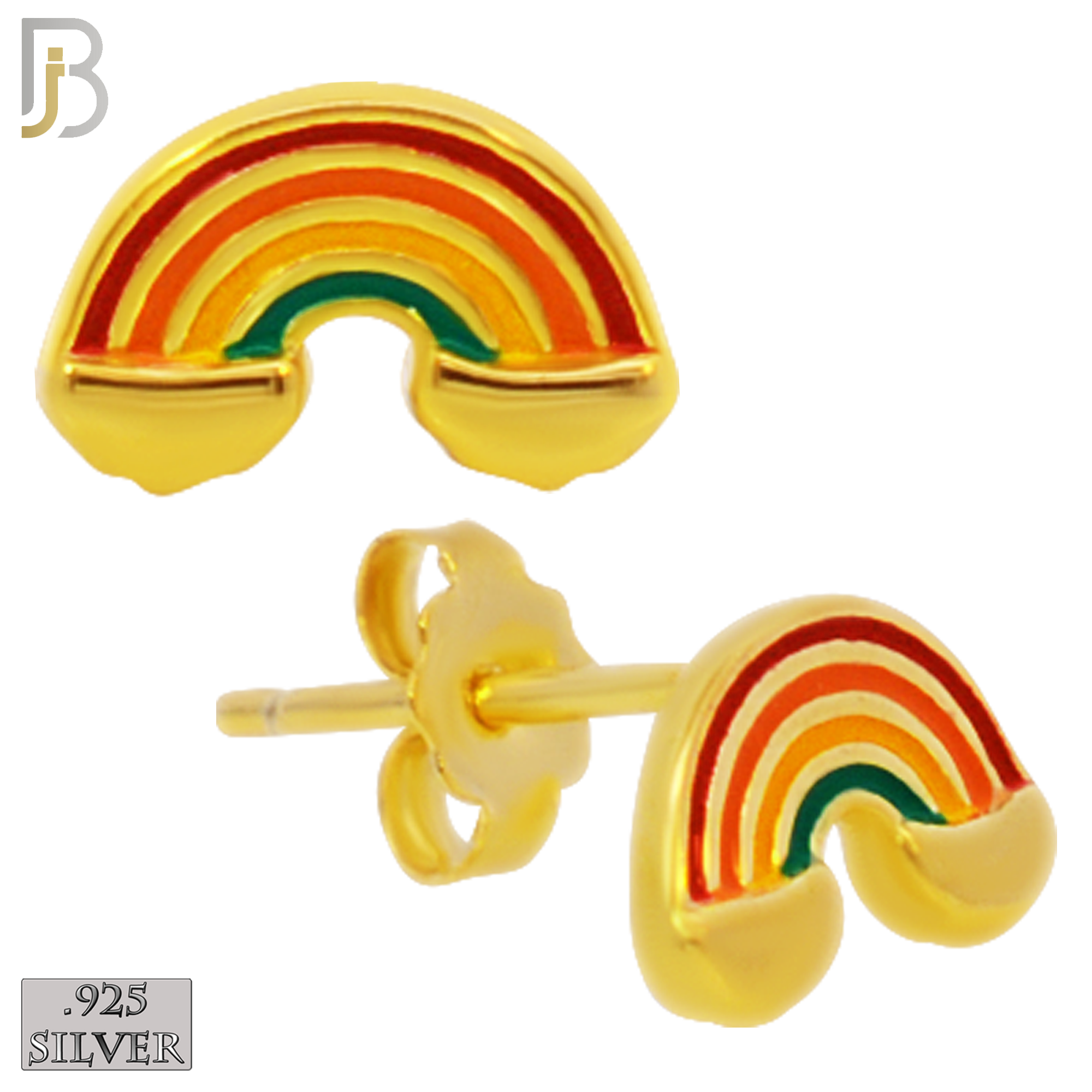 925-ES309 - .925 Sterling Silver  Colorful Rainbow Design Stud Earrings image 2