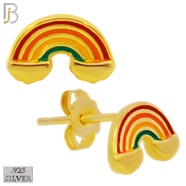 925-ES309 - .925 Sterling Silver  Colorful Rainbow Design Stud Earrings image 2