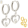 ES508 - 316L Stainless Steel Dangling Heart Woman Huggies Earrings image 0