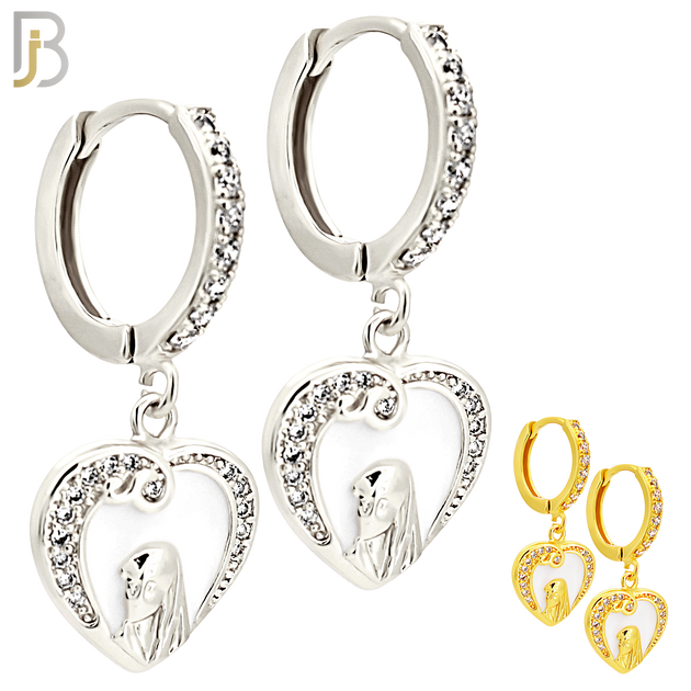 ES508 - 316L Stainless Steel Dangling Heart Woman Huggies Earrings image 0