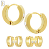 ES116G - 316L Gold Plated Stainless Steel Plain Huggies with Single Zircon Clip On image 0