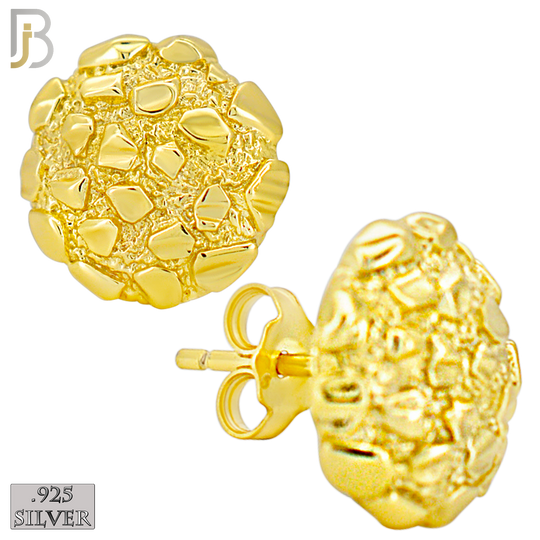 925-ES513 - 925 Sterling Silver in Gold Plating Round Nuggets Push Back Earrings image 2