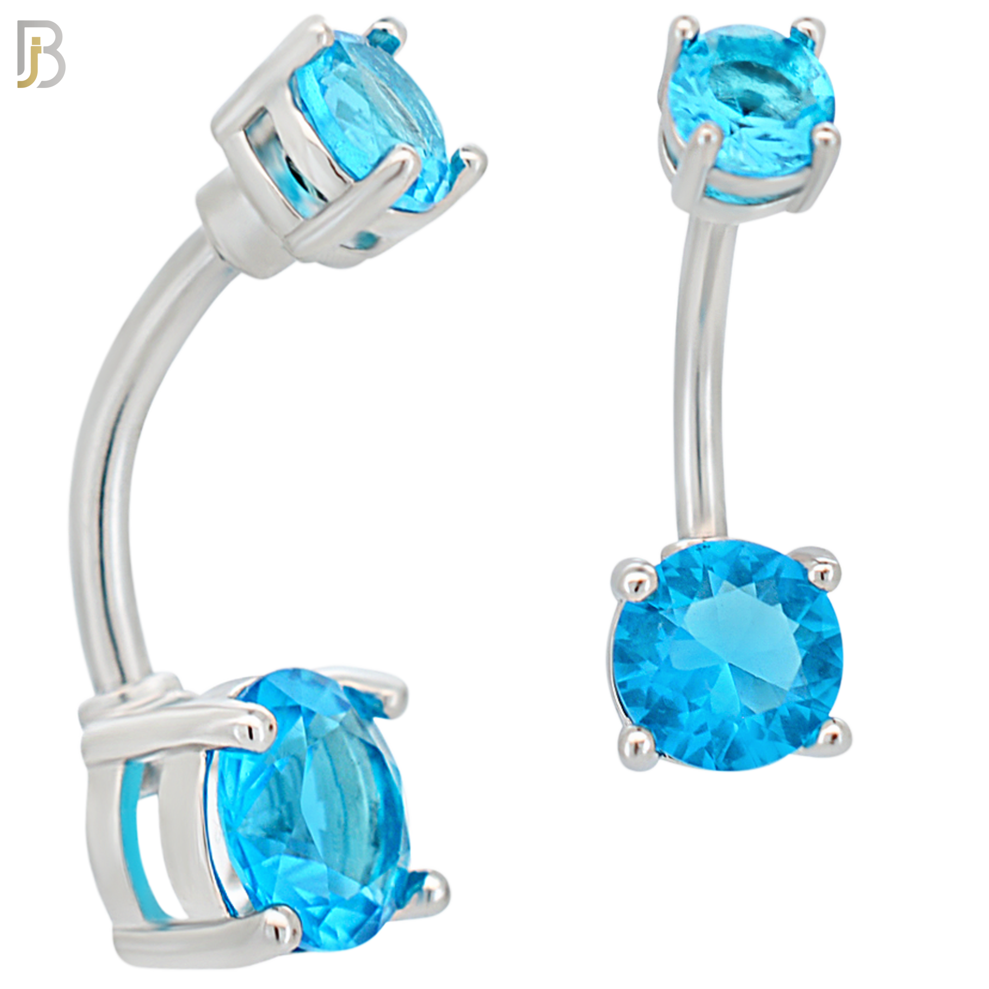 NB04S- 316L Stainless Steel Round Prong Setting Zircon  Banana Belly Navel Ring  (PACK OF 6) image 10