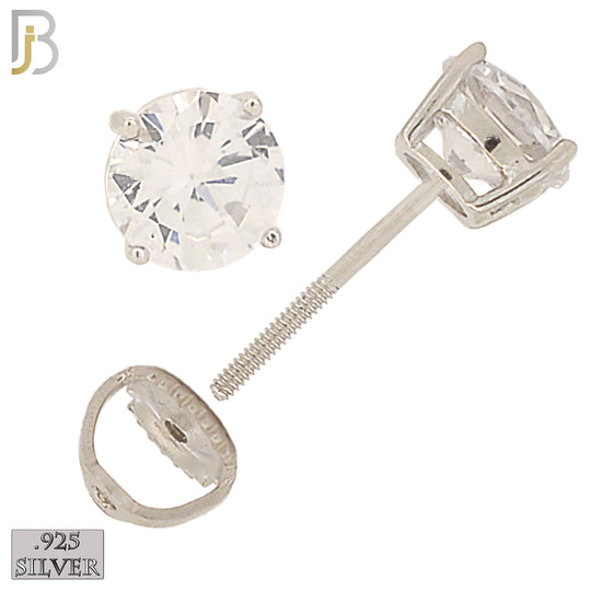 925-ES79-SC - .925 Sterling Silver Butterfly Screw Back Stud Earrings Casting Prong Setting with Round Clear Zircon - 5mm image