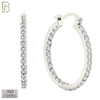 925-ES252 - .925 Sterling Silver Hinged Hoop Earrings with Zircon image 6