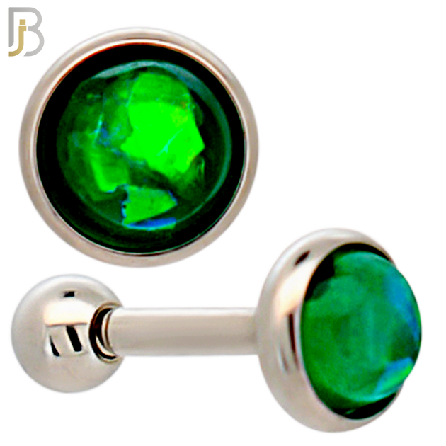 TB120SG - 316L Stainless Steel Opal Green Bezel Tragus/Cartilage Barbell (Pack of 6) image 3