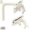 925-NR17LGSC - 925 Sterling Silver Dolphin with CZ L Shape Nose Ring (Pack of 6) image 1