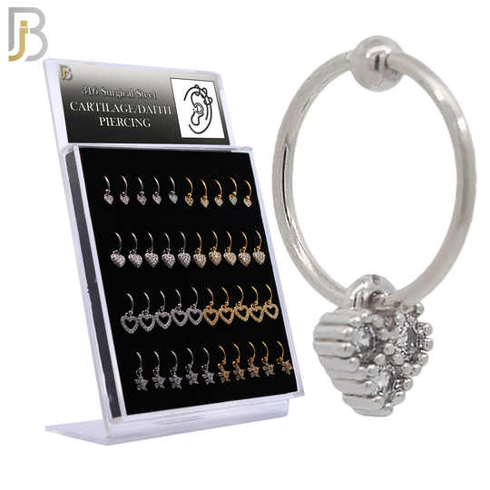 PK-HX04M - 316L Surgical Steel Different Dangling  Designs Helix Hoop Piercing with CZ image 0