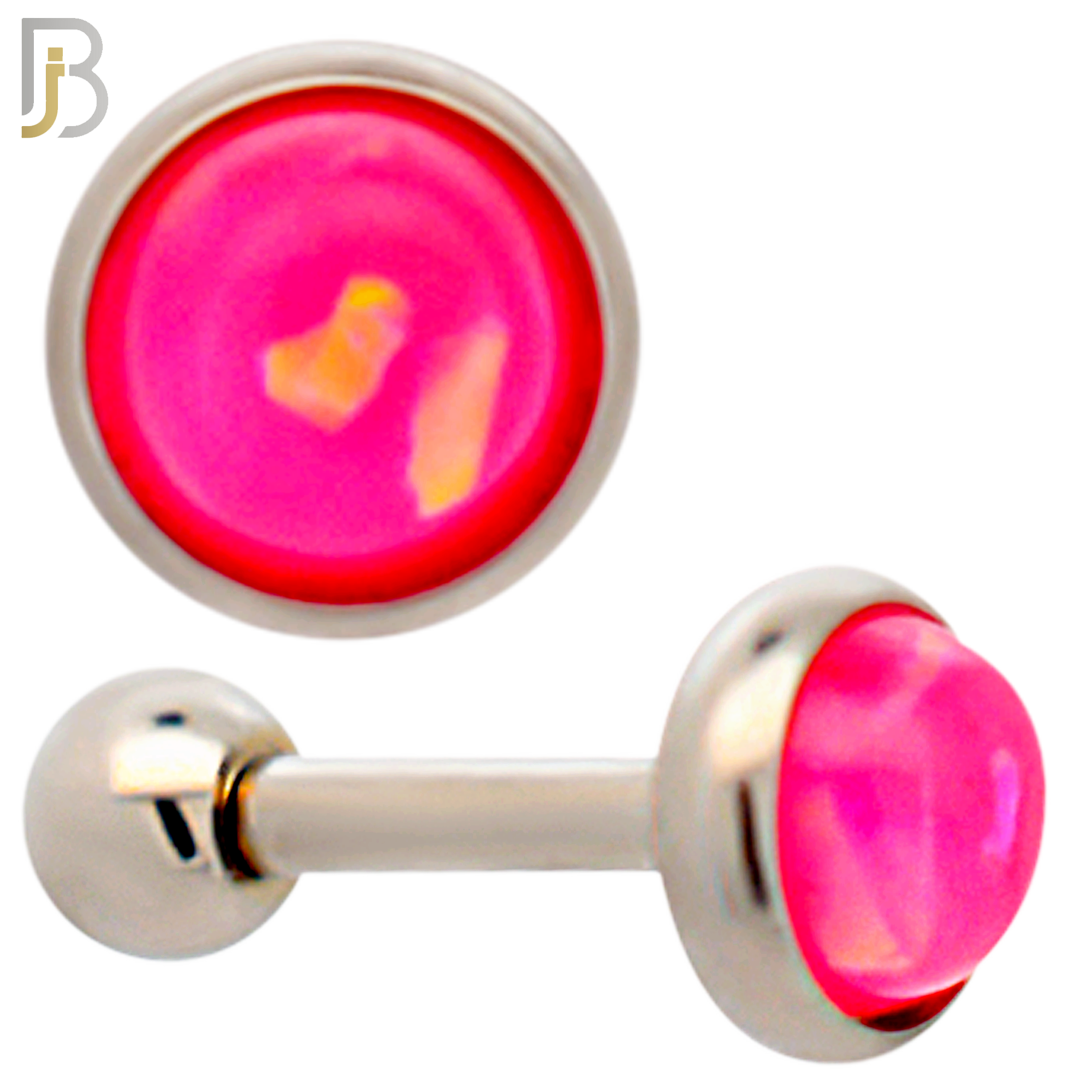 TB120SP - 316L Stainless Steel Opal Pink Bezel Tragus/Cartilage Barbell (Pack of 6) image 3